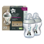 Πλαστικά Μπιμπερό 260ml Μικρής Ροής 0m+ Tommee Tippee-Closer to Nature Pip the Panda 2τμχ