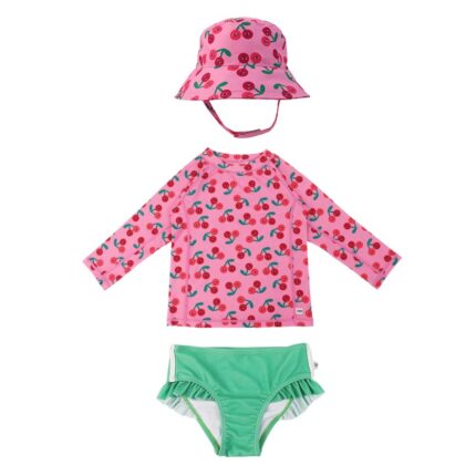Αντηλιακό Σετ Μαγιό, Μπλούζα και Bucket Καπέλο Zoocchini Cherry