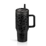 Tumbler με Ενσωματωμένο Καλαμάκι και Διπλό Χερούλι Ecolife - Leopard Black 900ml - Image 2