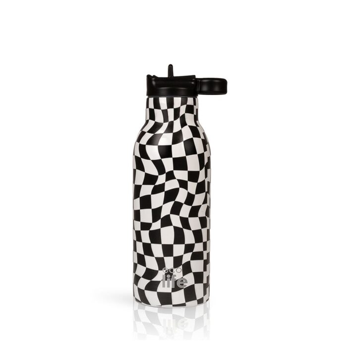 Ανοξείδωτο Παγούρι Θερμός με Καλαμάκι Ecolife 550ml - Black & White - Image 3
