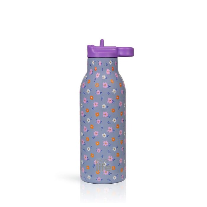 Ανοξείδωτο Παγούρι Θερμός με Καλαμάκι Ecolife 550ml - Flower Bloom - Image 3