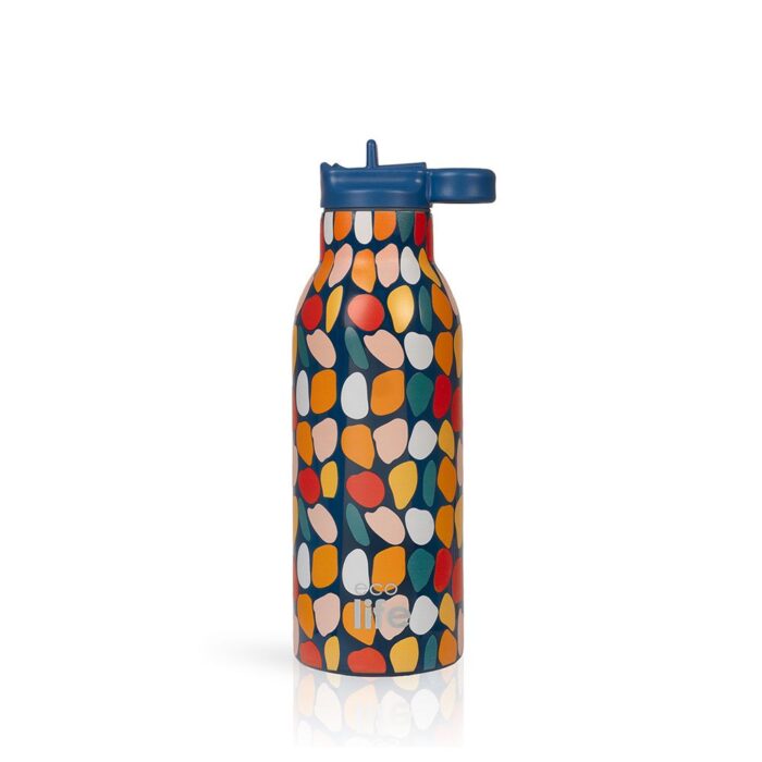 Ανοξείδωτο Παγούρι Θερμός με Καλαμάκι Ecolife 550ml - Stones - Image 3