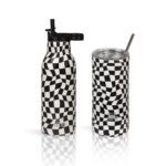 Ανοξείδωτο Παγούρι Θερμός με Καλαμάκι Ecolife 550ml - Black & White - Image 4
