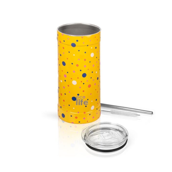 Ποτήρι Θερμός Ecolife - Dots in Yellow Coffee Thermos 500ml - Image 2