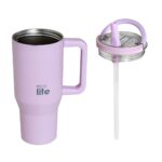 Tumbler με Ενσωματωμένο Καλαμάκι και Διπλό Χερούλι Ecolife - Lilac 900ml - Image 3
