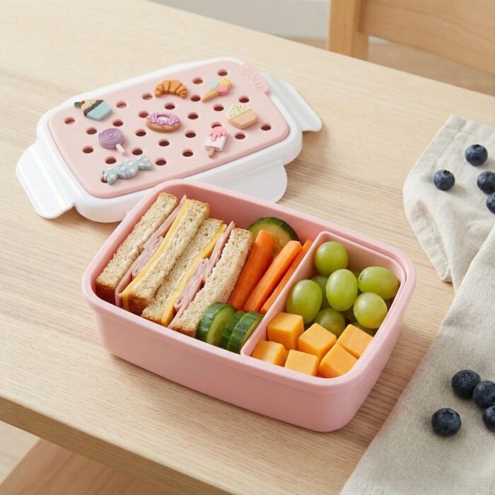 Δοχείο Φαγητού 2 Θέσεων Melii Bento 880ml με Charms - Μωβ - Image 3