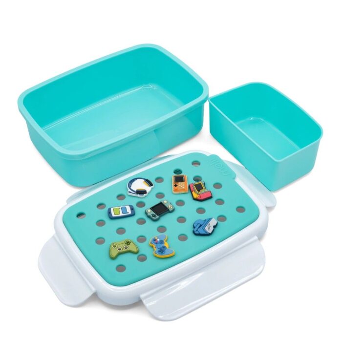 Δοχείο Φαγητού 2 Θέσεων Melii Bento 880ml με Charms - Μπλε - Image 2