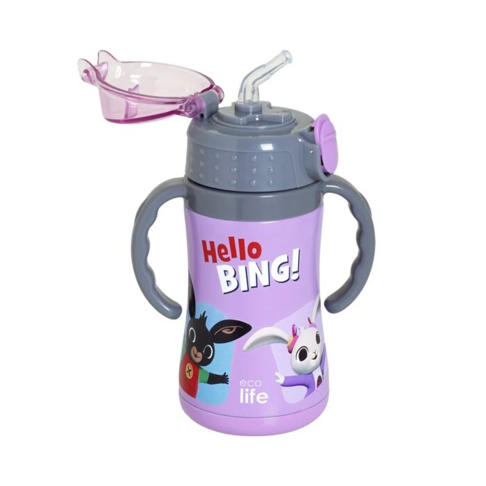 Ανοξείδωτο Παγούρι Θερμός με Καλαμάκι Ecolife Kids Thermos 300ml Hello Bing - Lilac - Image 2