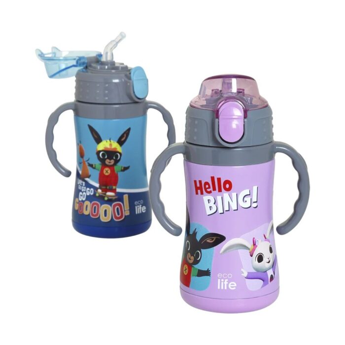 Ανοξείδωτο Παγούρι Θερμός με Καλαμάκι Ecolife Kids Thermos 300ml Hello Bing - Lilac - Image 4