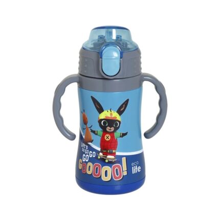 Ανοξείδωτο Παγούρι Θερμός με Καλαμάκι Ecolife Kids Thermos 300ml Let's Go Bing - Navy Blue