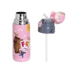 Ανοξείδωτο Παγούρι Θερμός με Καλαμάκι Ecolife Kids Thermos 400ml Masha & Friends Pink - Image 3